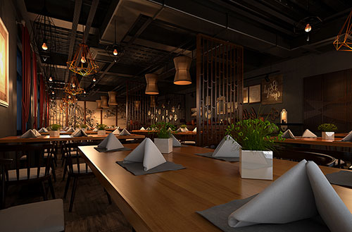 双鸭山简约大气中式风格餐厅设计装修效果图