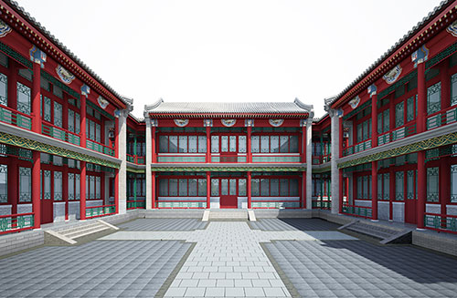 双鸭山北京四合院设计古建筑鸟瞰图展示